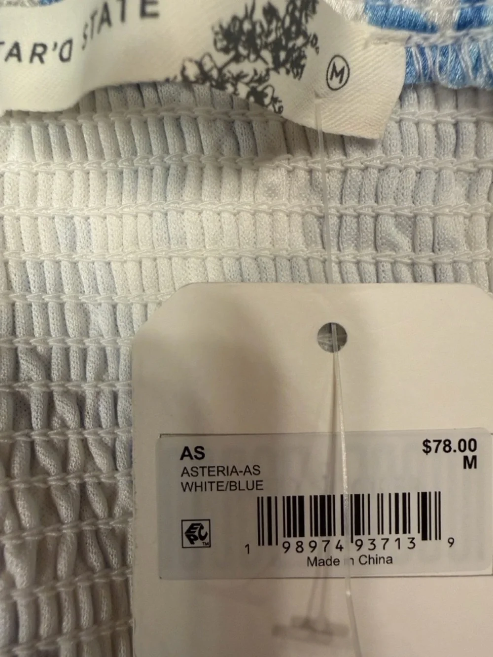 NWT- Altar'd State White and Blue Floral Tiered  Mini Dress with Twist Keyhole - Picture 2 of 6